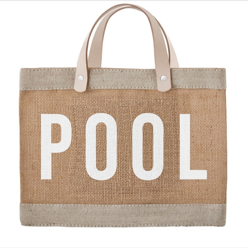 Tan and White POOL Tote Bag